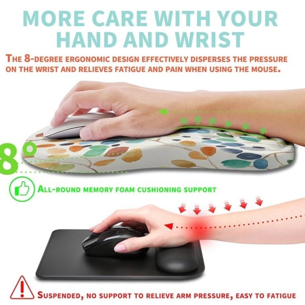 Ergonomic Mouse Pad Wrist Support with Gel Massage Bump Design, Colorful Forest - Picture 4 of 6